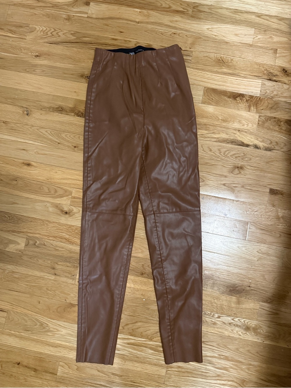 Zara Faux Leather Ankle Pants in Brown - Picture 2 of 6
